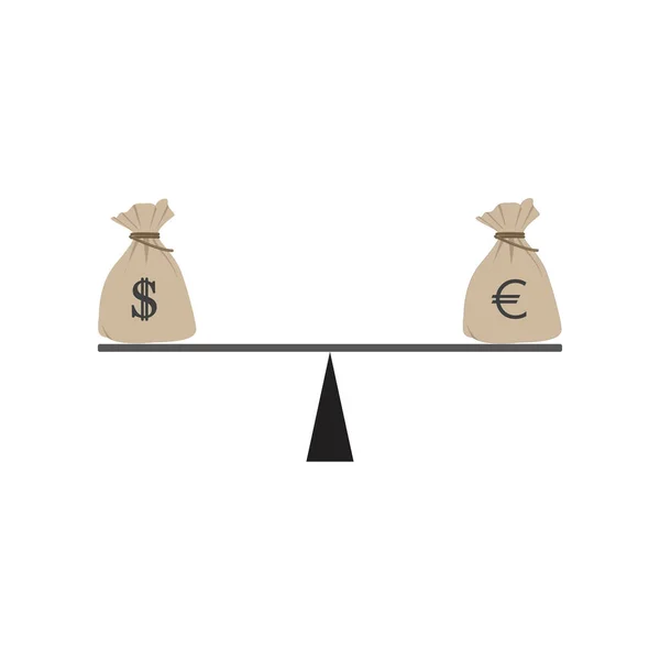 Comparación Escala Entre Los Gráficos Vectoriales Del Dólar Del Euro — Archivo Imágenes Vectoriales