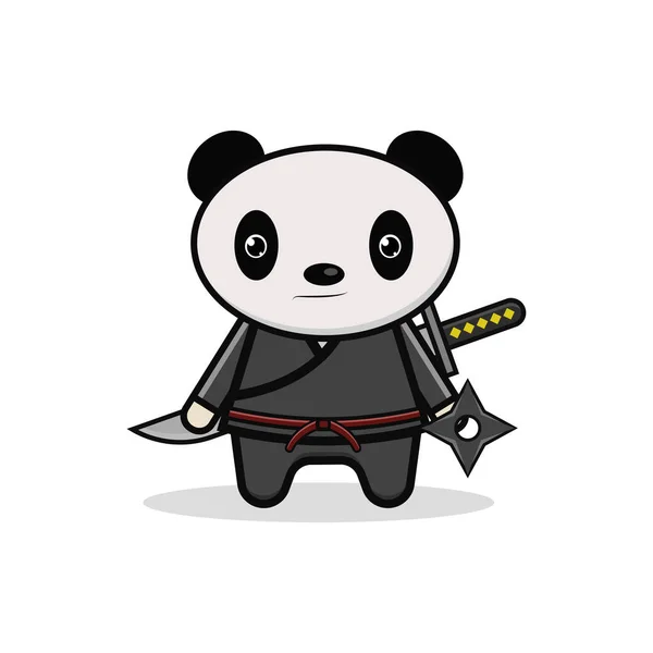 Kawaii插图熊猫忍者矢量图形 — 图库矢量图片
