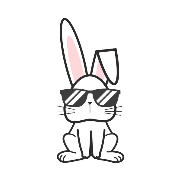 Lapin Portant Des Lunettes Illustration Doodle Graphiques Vectoriels — Image vectorielle