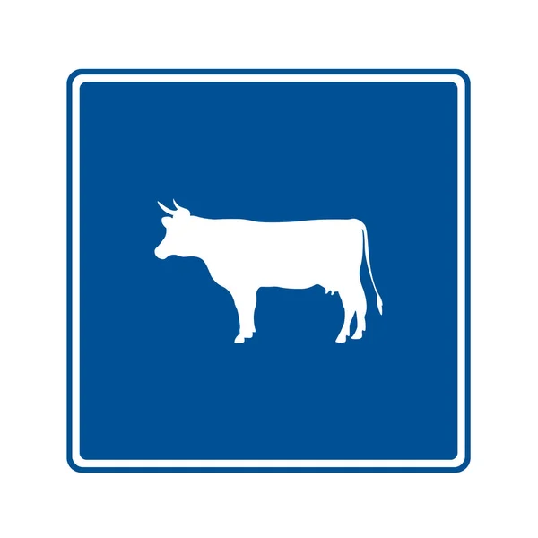 Vieh Überquert Verkehrsschilder Vektorgrafik — Stockvektor