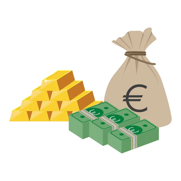 Bars Gold Euro Money Vector Graphics — Stock Vector