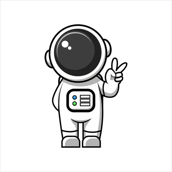 Doodle Ilustrace Malý Astronaut Klidnou Rukou Pózovat Vektorovou Grafiku — Stockový vektor