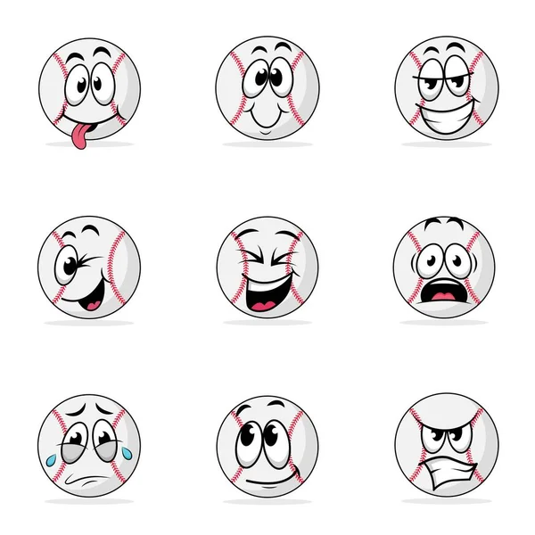 Baseball ball emoticon bundle vector graphics