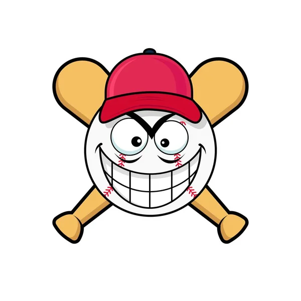 Baseball Ball Emoticon Evil Laugh Vector Graphics — Archivo Imágenes Vectoriales