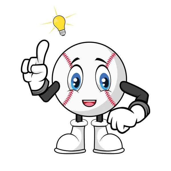 Baseball Ball Mascot Cartoon Get Idea Vector Graphics — Stock Vector