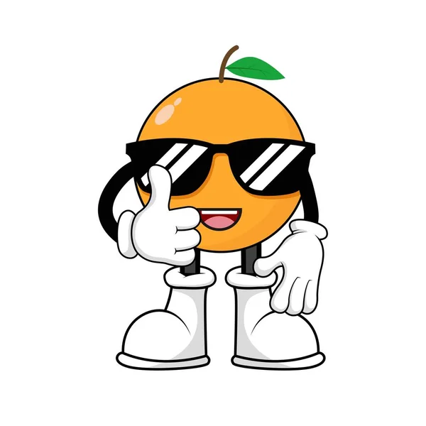 橙色水果吉祥物卡通大拇指向上矢量图形 — 图库矢量图片