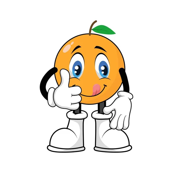 Orange Frukt Maskot Tecknad Tummen Upp Vektor Grafik — Stock vektor