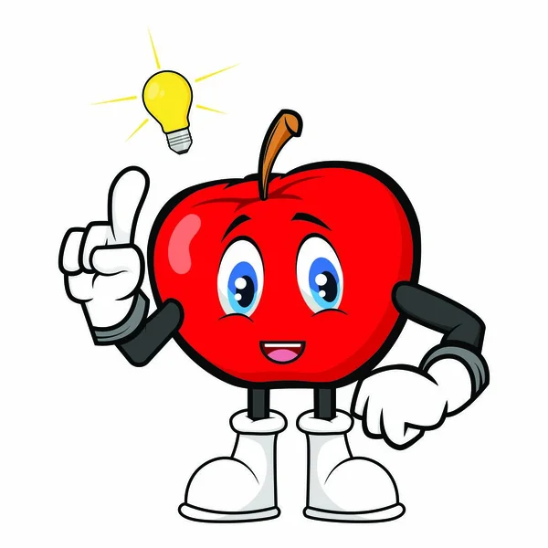 Roter Apfel Maskottchen Cartoon Erhalten Idee Vektorgrafik — Stockvektor