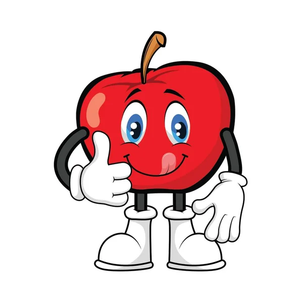 红色苹果吉祥物卡通大拇指向上矢量图形 — 图库矢量图片