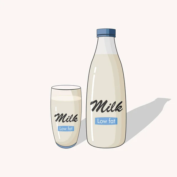 Glass Milk Bottle Milk Cartoon Vector Graphics — Archivo Imágenes Vectoriales