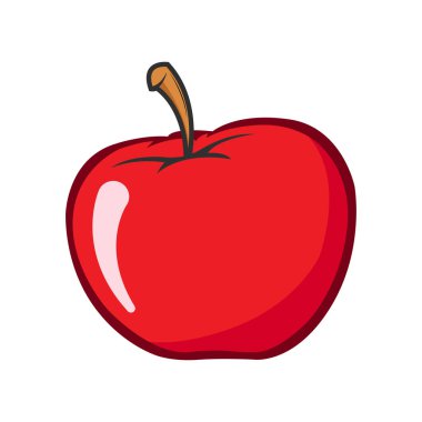 İzole edilmiş kırmızı elma karikatür vektör grafikleri
