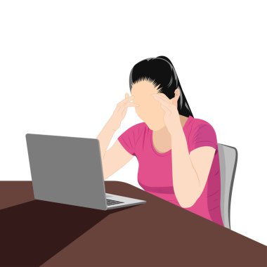 Kadın işçi baş ağrısı vektör grafikleri