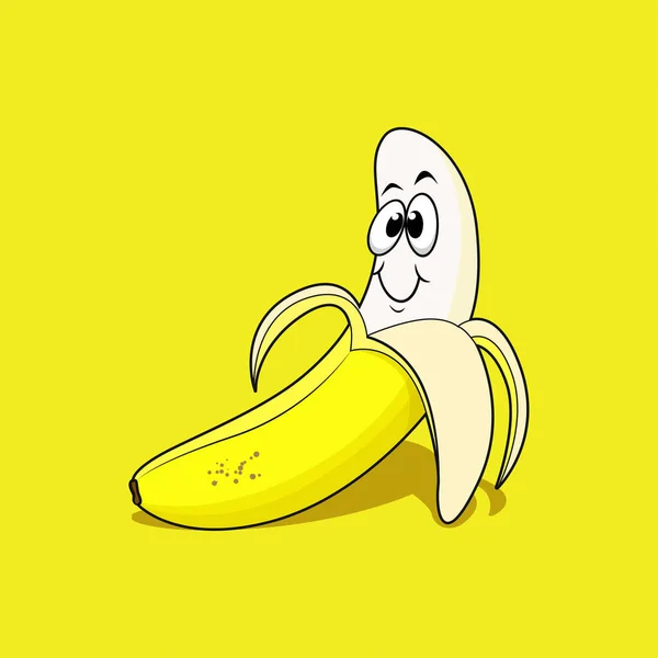 Loupaná Banán Karikatura Maskot Úsměv Karikatura — Stockový vektor