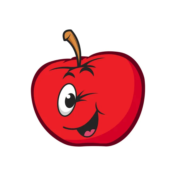 Red Apple Emoticon Desenhos Animados Sorriso Vetorial Gráficos — Vetor de Stock