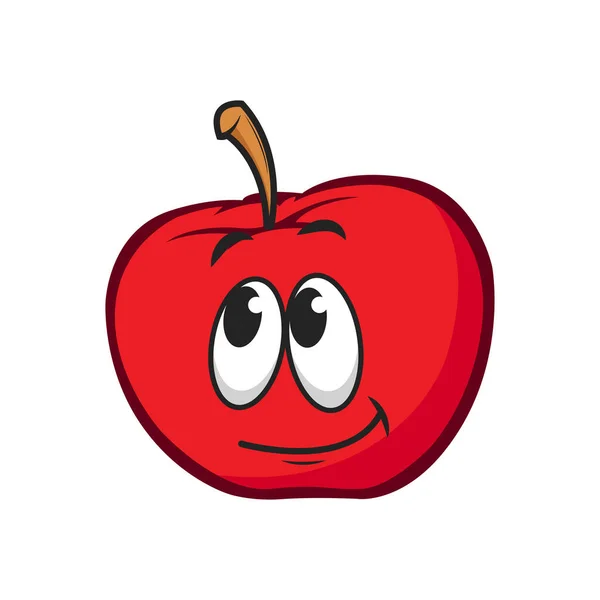 Red Apple Emoticon Desenho Animado Bonito Sorriso Vetorial Gráficos — Vetor de Stock