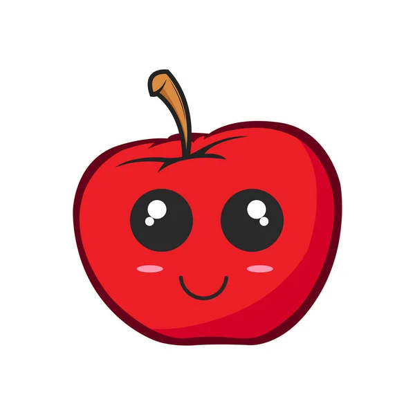 Roter Apfel Emoticon Cartoon Lächeln Vektorgrafik — Stockvektor