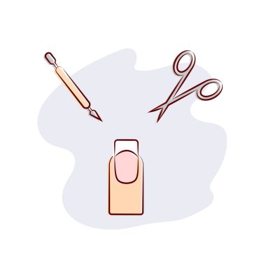 Vektör illüstrasyonu Araçlara göre geleneksel manikür