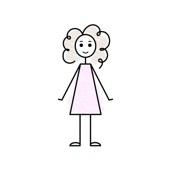 Ilustração Plana Personagem Menina Simples —  Vetores de Stock