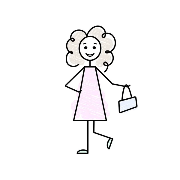 Flache Illustration Mädchen Glücklichen Charakter — Stockvektor