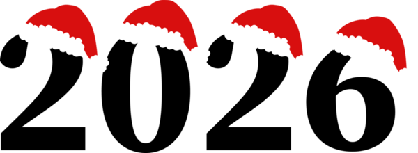 Noel Baba şapkalı 2026 numara, tatil dekorasyonu.