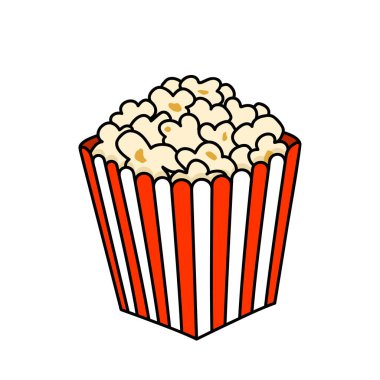 çizgili patlamış mısır etiketi, siyah çizgili tasarım elementi, vektör illüstrasyonu