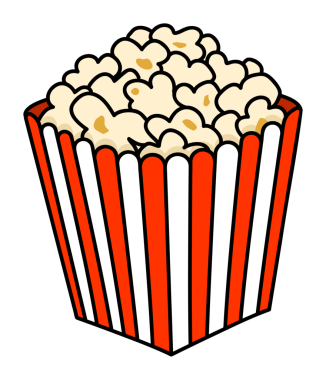 Klasik patlamış mısır çizgi film etiketi.