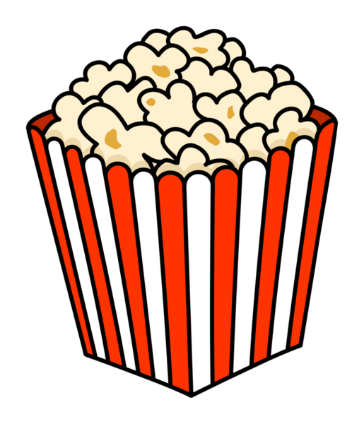 Klasik patlamış mısır çizgi film etiketi.