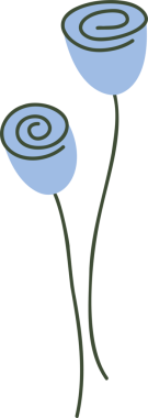 Yeşil saplı mavi çiçek, düz dekoratif sanat