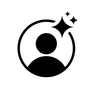 Yapay zeka profil simgesi, yapay zeka sembollü kullanıcı işareti, siyah vektör tasarım ögesi