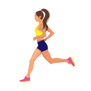 Spor ayakkabılı bir kız. Daha sert, daha iyi, daha hızlı, daha güçlü koş. Formda ve güzel bir sporcu. Sağlıklı yaşam tarzı ve uygunluğu.