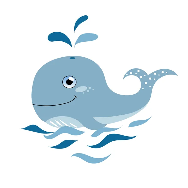 Ilustrasi ikan paus kartun yang lucu - Stok Vektor