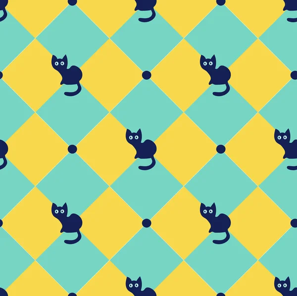Zwarte katten patroon. Vector illustratie bitmappatroon voor afdrukken, textielontwerp, stof, home decor, behang — Stockvector