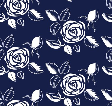 Soyut beyaz gül kafalı seamless modeli