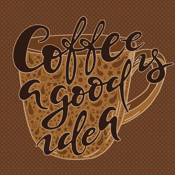 Belettering op het kopje koffie — Stockvector
