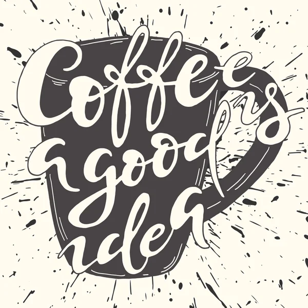 Černý a bílý nápis na šálku kávy — Stockový vektor