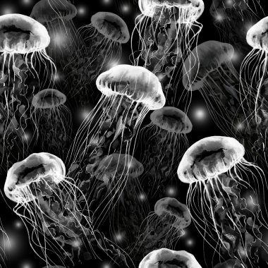 Su altında büyülü jellyfishes