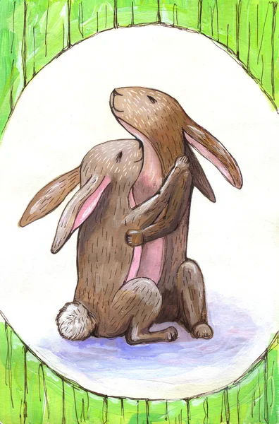 Dos conejos abrazando —  Fotos de Stock