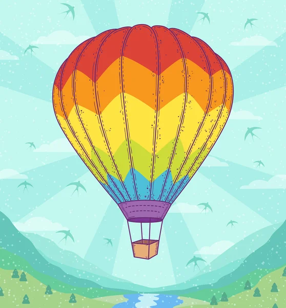 Balão de ar quente arco-íris — Vetor de Stock