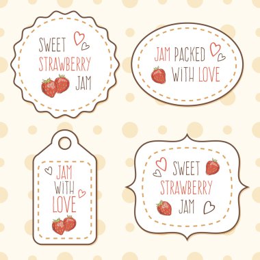 Çilekli kağıt etiket 