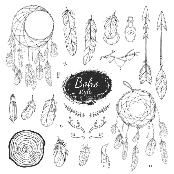 Set stile boho — Vettoriale Stock