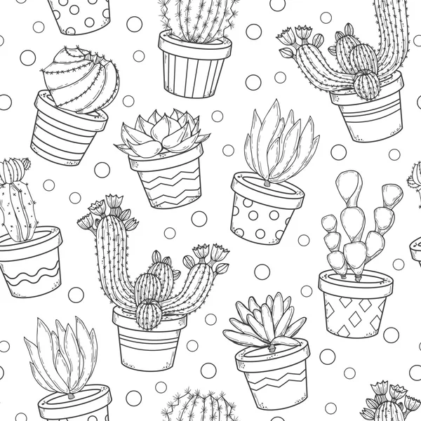 Kaktüs ve etli kontur seamless modeli