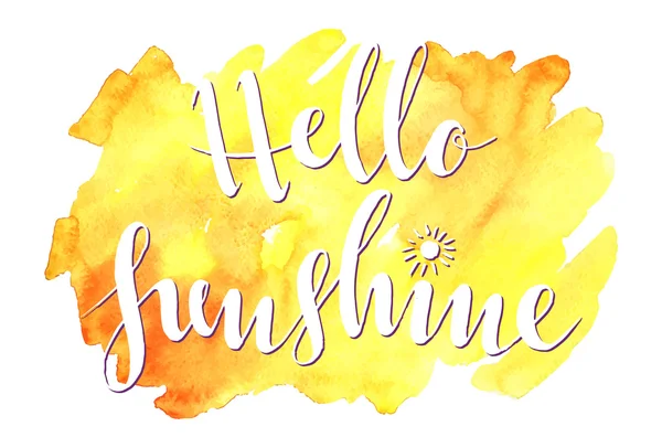 Hello Sunshine-napis na akwarela Splash — Wektor stockowy