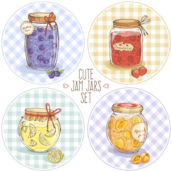 Cute jars with jam 