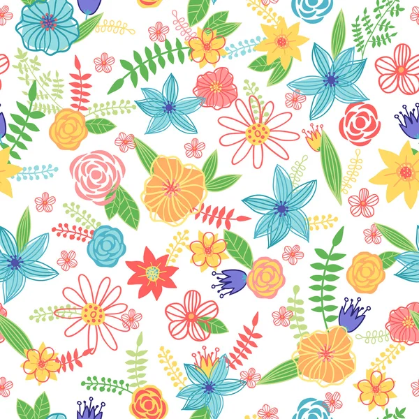 Patrón floral divertido de verano — Vector de stock