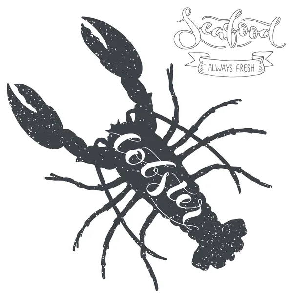 Lobster silhouette seafood shop label — Stock Vector