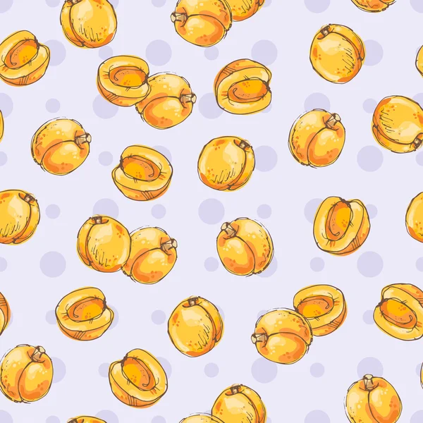 Apricot doodle seamless pattern — Stock Vector