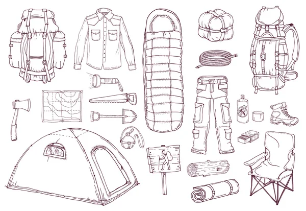Picnic, Picnic, travel, camping objects set Vector Graphics