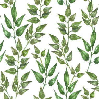 Sulu Boya yeşil yaprakları desen