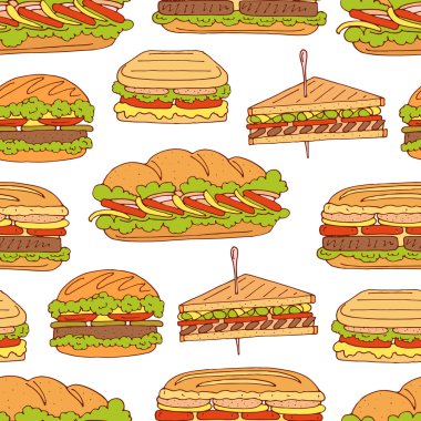 sandviç ve hamburger siyah grunge arka plan üzerinde
