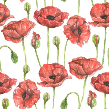 Desen kırmızı haşhaş buketi ile